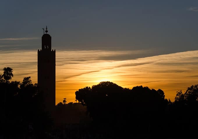 The Koutoubia Mosque at sunset