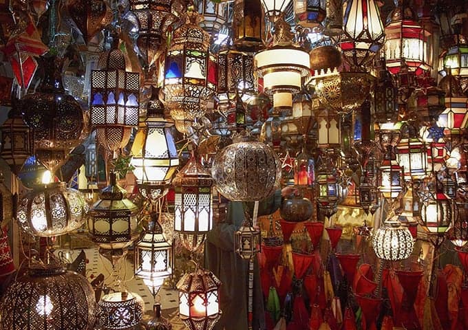 Colourful lanterns in Marrakech souk