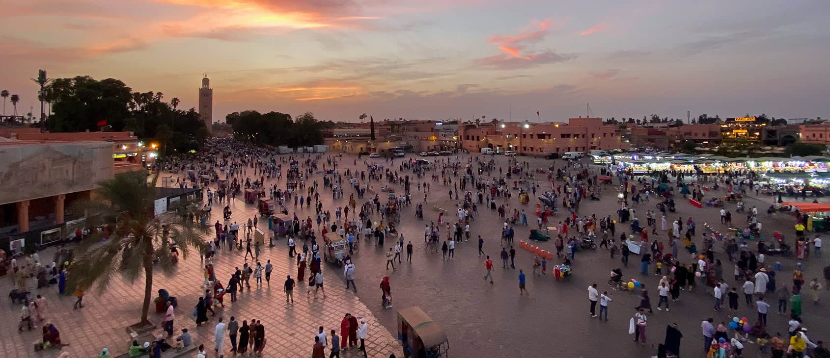 Jemaa el Fna, Marrakech at dusk Jemaa el Fna, Marrakech at dusk